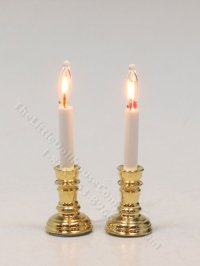 (image for) Miniature Working 12V Brass Candlesticks with Round Base