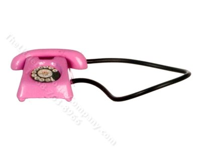 (image for) Miniature Rotary Dial Pink Telephone for Dollhouses