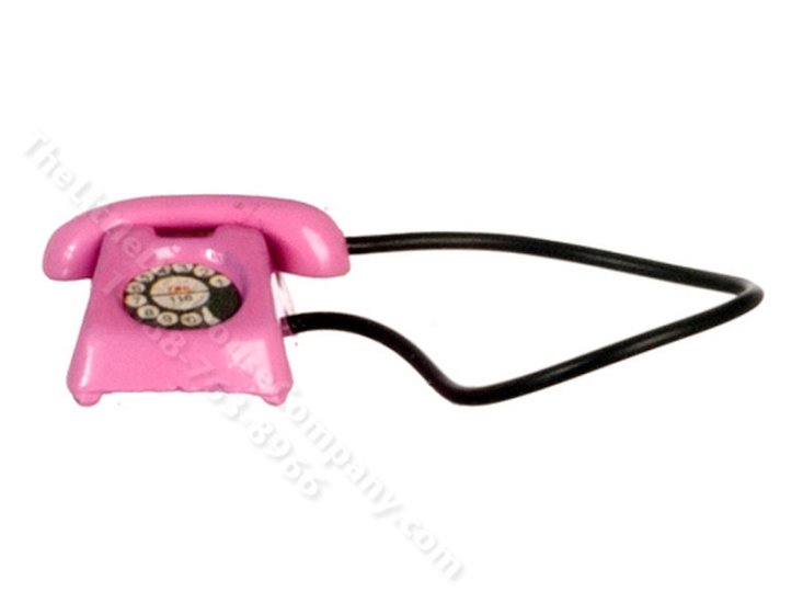 (image for) Miniature Rotary Dial Pink Telephone for Dollhouses