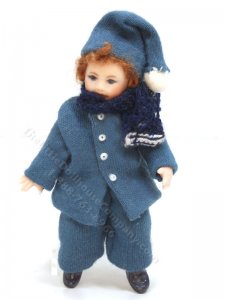 (image for) Red-head Boy Porcelain Doll in Blue Winter Outfit by Joy Parker