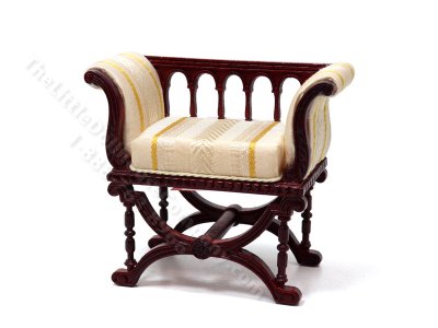 (image for) Miniature Curule Chair for Dollhouses - Mahogany