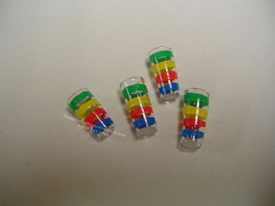 (image for) Miniature Primary Color Bands Glassware For Dollhouses