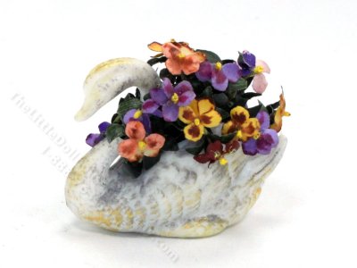 (image for) Miniature Gilded Swan Planter for Dollhouses