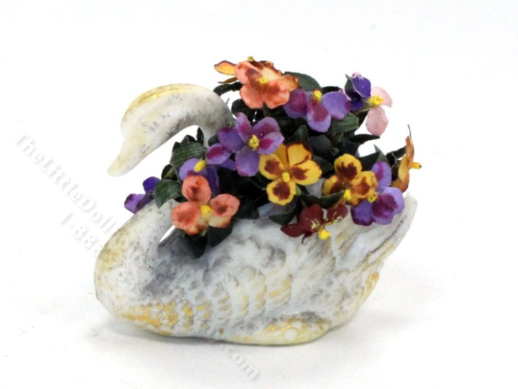 (image for) Miniature Gilded Swan Planter for Dollhouses