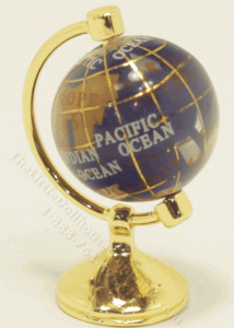 (image for) Miniature Spinning World Globe on Gold Stand