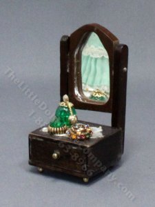 (image for) Vintage Miniature Walnut Vanity Mirror