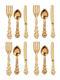 (image for) Miniature 12 Piece Gold Flatware Cutlery Set
