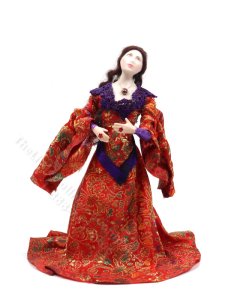 (image for) Miniature Handcrafted Vintage Medieval Woman in Red Brocade