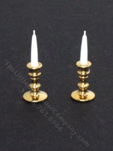 (image for) Miniature Pair of Brass Candlesticks for Dollhouses