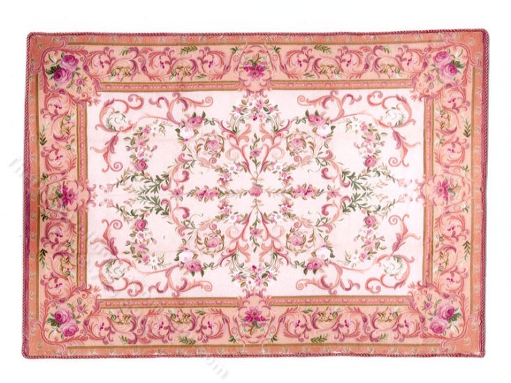(image for) Miniature Large 'Clara' Rug - White and Bright Pink Floral