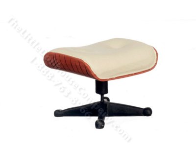 (image for) Miniature White Leather Ottoman for Dollhouses