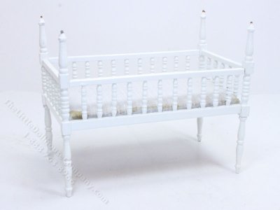 (image for) Miniature White Victorian Crib for Dollhouses