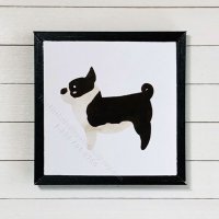 (image for) Miniature Square Painting of a Boston Terrier Dog