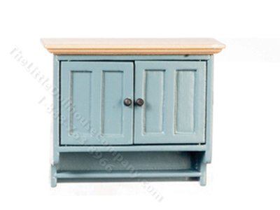 (image for) Miniature Blue/Oak Upper Cabinet For Dollhouses