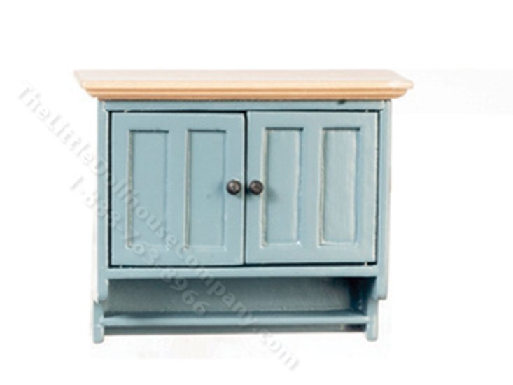 (image for) Miniature Blue/Oak Upper Cabinet For Dollhouses