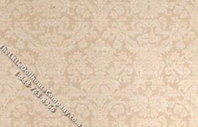 (image for) Cream Damask Pattern Miniature Wallpaper for Dollhouses