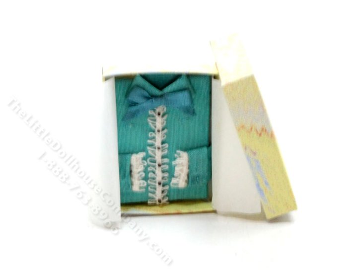 (image for) Miniature Teal Blouse with a Bow for Dollhouses