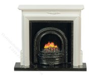 (image for) Miniature White Fireplace with Insert for Dollhouses