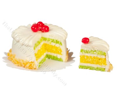 (image for) Miniature White Cake with Slice for Dollhouses