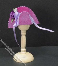 (image for) Miniature Lavender Bonnet w/Lavender Ribbon Strap for Dollhouses
