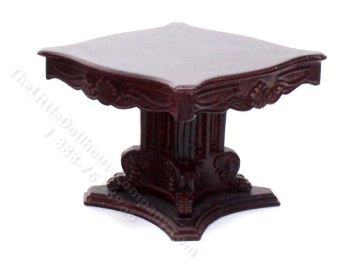 (image for) Miniature Mahogany Square Pedestal Table for Dollhouses