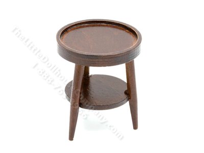 (image for) Miniature Round Side Table for Dollhouses - Walnut