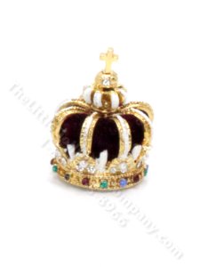 (image for) Miniature Gold Jeweled Crown for Dollhouses