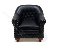 (image for) Miniature Black 1880's Club Chair For Dollhouses