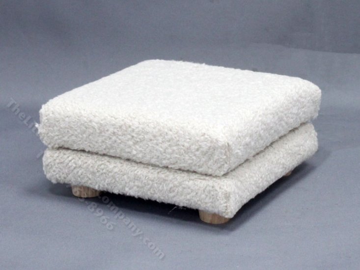 (image for) Miniature Beige Fleece Ottoman for Dollhouses