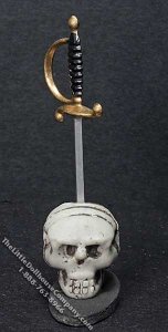 (image for) Miniature Sword in the Skull Halloween Decoration for Dollhouses
