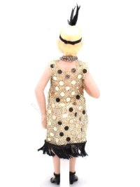 (image for) Miniature Porcelain Flapper Louise Doll in Gold by Cindy's Dolls