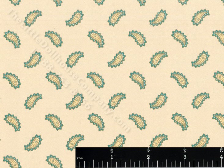 (image for) Yellow and Green Paisley Miniature Wallpaper for Dollhouses