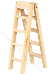 (image for) Miniature Folding Wooden Step Ladder for Dollhouses