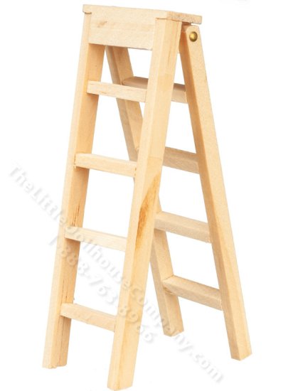 (image for) Miniature Folding Wooden Step Ladder for Dollhouses