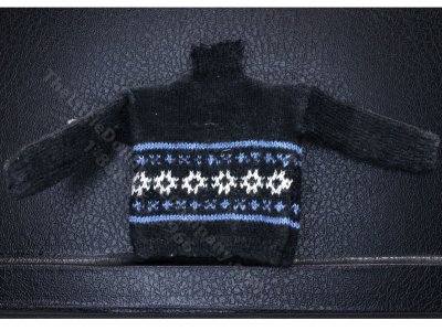 (image for) Miniature Black and Blue Handknit Fair Isle Sweater