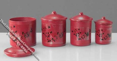 (image for) Miniature Assorted Red Canister Set for Dollhouses