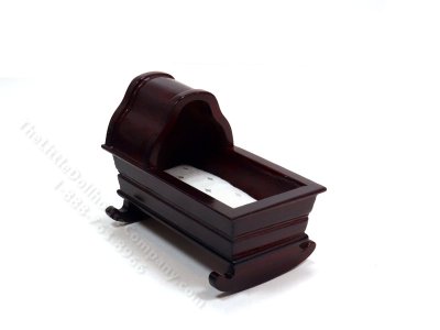 (image for) Miniature Mahogany Hooded Cradle for Dollhouses