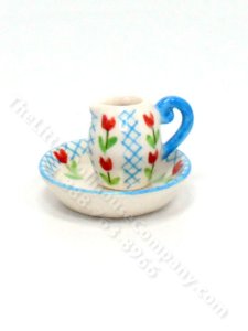 (image for) Miniature Ceramic Tulip Pitcher and Wash Bowl