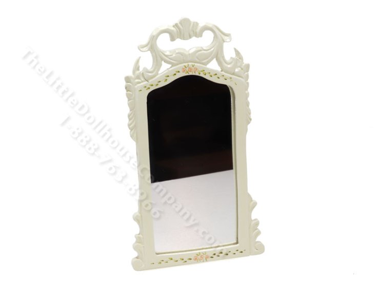 (image for) Vintage Miniature Floral Mirror in Off-White for Dollhouses