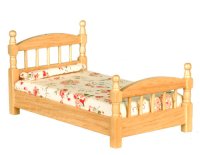 (image for) Miniature Oak Single Bed for Dollhouses
