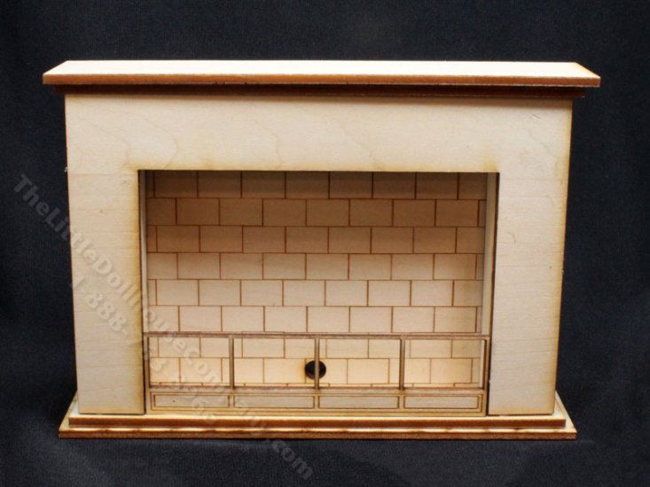 (image for) Miniature Unfinished Wide Fireplace for Dollhouses