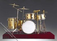 (image for) Miniature Gold Colored 9 Piece Drum Set for Dollhouses