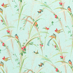 (image for) Song Birds On SkyBlue Pattern Miniature Wallpaper for Dollhouses