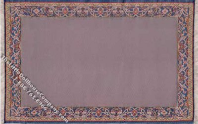 (image for) Dollhouse Scale Model Rectangular Mauve with Blue Outline Rug