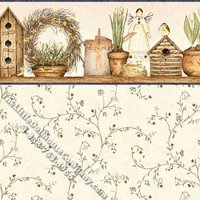 (image for) Angel Garden Shelf Pattern Miniature Wallpaper for Dollhouses