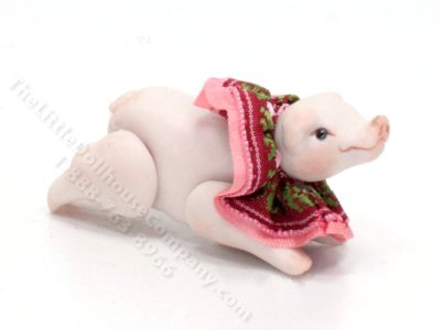 (image for) Miniature Pocelain Pig Toy for Dollhouses