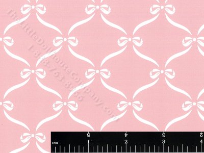 (image for) White Bow Lattice on Pink Miniature Wallpaper for Dollhouses