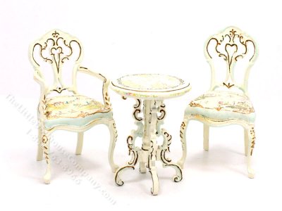 (image for) Handpainted Miniature White Cafe Set for Dollhouses
