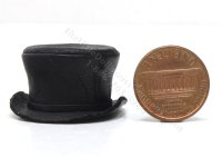 (image for) Miniature Black Leather Top Hat by Judith Blondell
