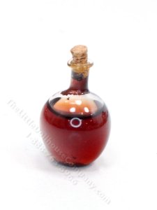 (image for) Miniature Glass Bottle Filled with Wine for Dollhouses